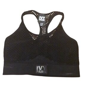 Ivy Park Sports Bra Black Mesh Racerback Athletic Top Activewear‎ S/M